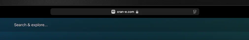Screenshot of the CRAN/E 2.0 start page