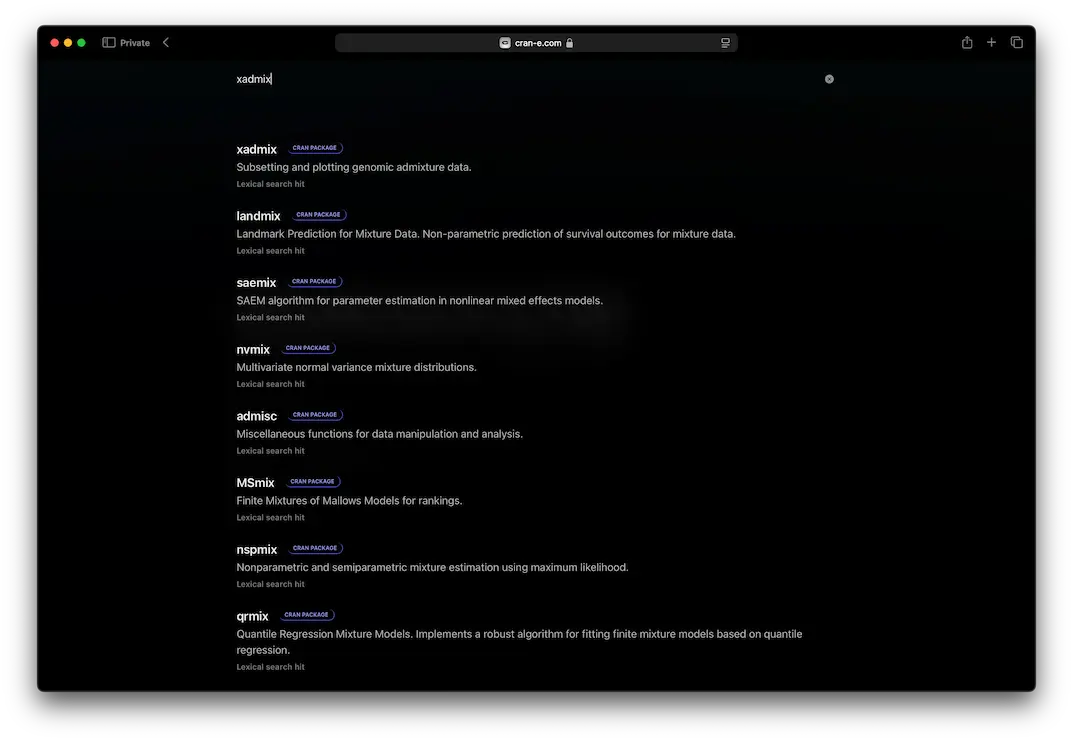 Screenshot of the CRAN/E 2.0 start page