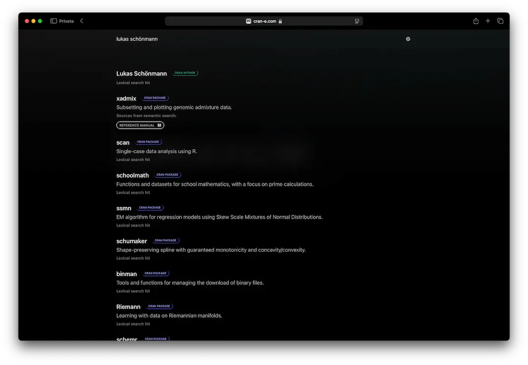 Screenshot of the CRAN/E 2.0 start page