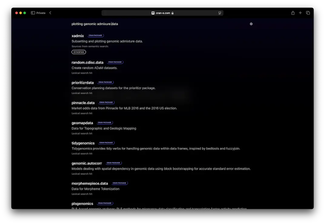 Screenshot of the CRAN/E 2.0 start page